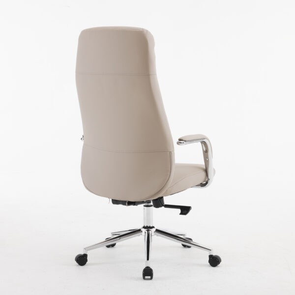 Aurum Elite High Back Executive Chair – Faux Leather Upholstery, Chrome Armrests, Synchro-Tilt with Multi-Lock, 3-Year Warranty (Beige Color)
