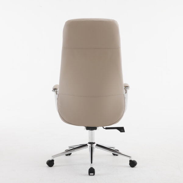 Aurum Elite High Back Executive Chair – Faux Leather Upholstery, Chrome Armrests, Synchro-Tilt with Multi-Lock, 3-Year Warranty (Beige Color)