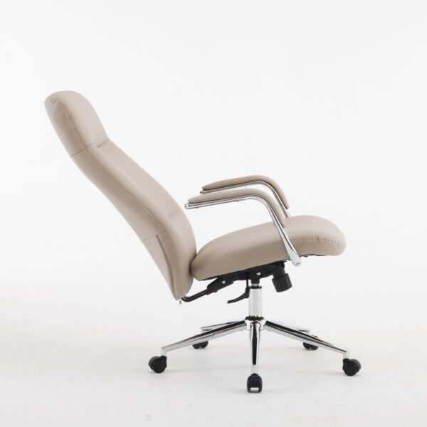 Aurum Elite High Back Executive Chair – Faux Leather Upholstery, Chrome Armrests, Synchro-Tilt with Multi-Lock, 3-Year Warranty (Beige Color)