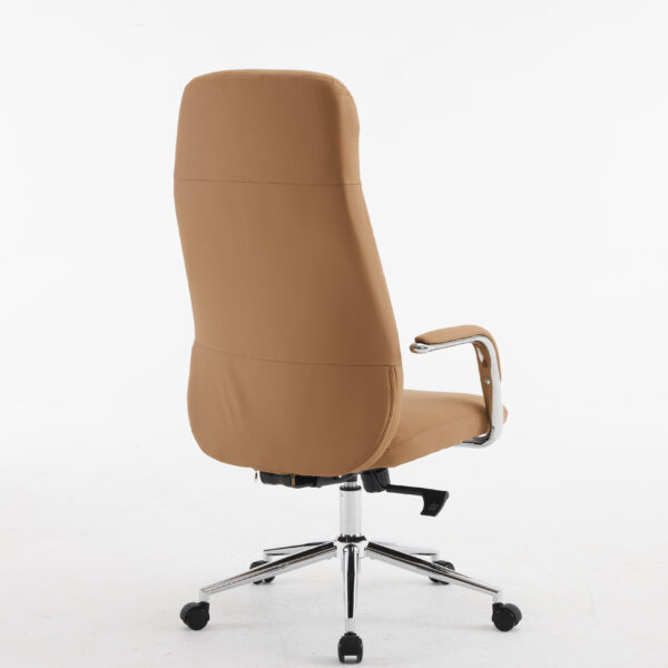 Aurum Elite High Back Executive Chair – Faux Leather Upholstery, Chrome Armrests, Synchro-Tilt with Multi-Lock, 3-Year Warranty (Tan Color)4 (2)