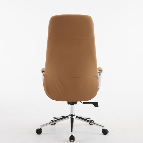 Aurum Elite High Back Executive Chair – Faux Leather Upholstery, Chrome Armrests, Synchro-Tilt with Multi-Lock, 3-Year Warranty (Tan Color)4 (2)