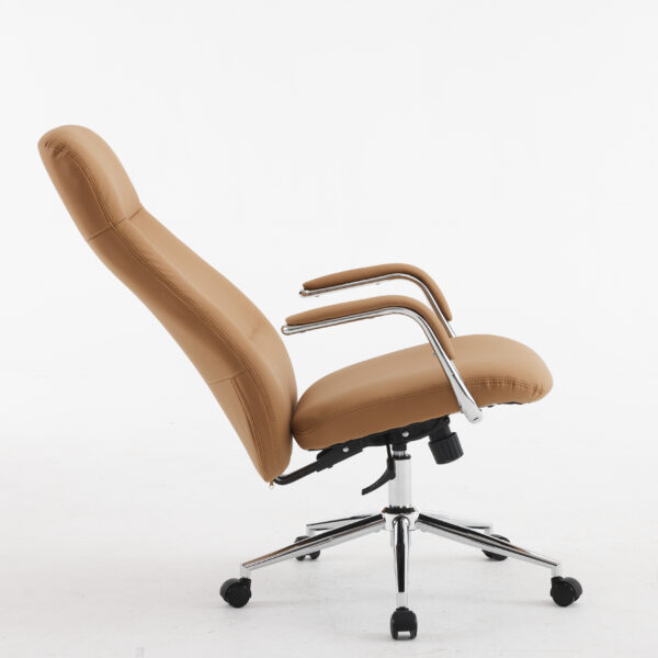 Aurum Elite High Back Executive Chair – Faux Leather Upholstery, Chrome Armrests, Synchro-Tilt with Multi-Lock, 3-Year Warranty (Tan Color)4 (2)