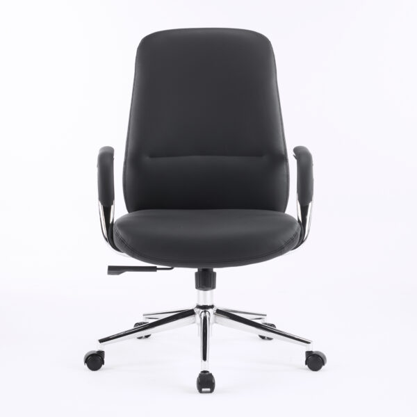 Aurum Elite M Back Executive Chair – Faux Leather Upholstery, Chrome Armrests, Synchro-Tilt with Multi-Lock, 3-Year Warranty (Black Color)