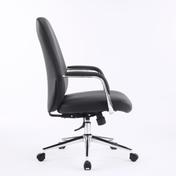 Aurum Elite M Back Executive Chair – Faux Leather Upholstery, Chrome Armrests, Synchro-Tilt with Multi-Lock, 3-Year Warranty (Black Color)