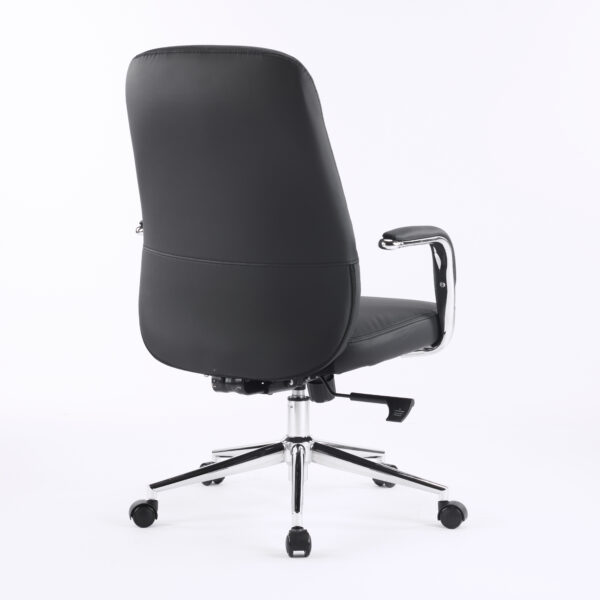 Aurum Elite M Back Executive Chair – Faux Leather Upholstery, Chrome Armrests, Synchro-Tilt with Multi-Lock, 3-Year Warranty (Black Color)
