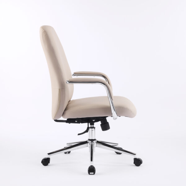 Aurum Elite Medium Back Executive Chair – Faux Leather Upholstery, Chrome Armrests, Synchro-Tilt with Multi-Lock, 3-Year Warranty (Beige Color)6
