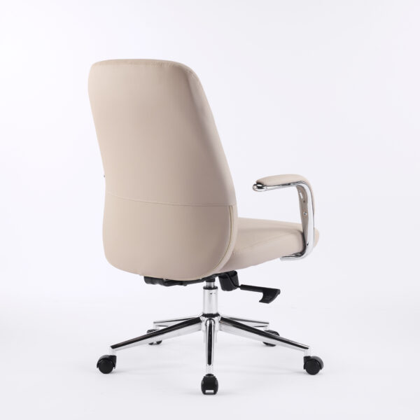 Aurum Elite Medium Back Executive Chair – Faux Leather Upholstery, Chrome Armrests, Synchro-Tilt with Multi-Lock, 3-Year Warranty (Beige Color)6