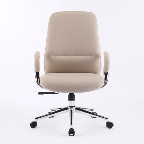 Aurum Elite Medium Back Executive Chair – Faux Leather Upholstery, Chrome Armrests, Synchro-Tilt with Multi-Lock, 3-Year Warranty (Beige Color)6