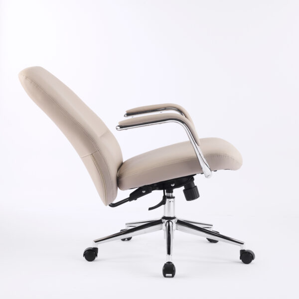 Aurum Elite Medium Back Executive Chair – Faux Leather Upholstery, Chrome Armrests, Synchro-Tilt with Multi-Lock, 3-Year Warranty (Beige Color)6