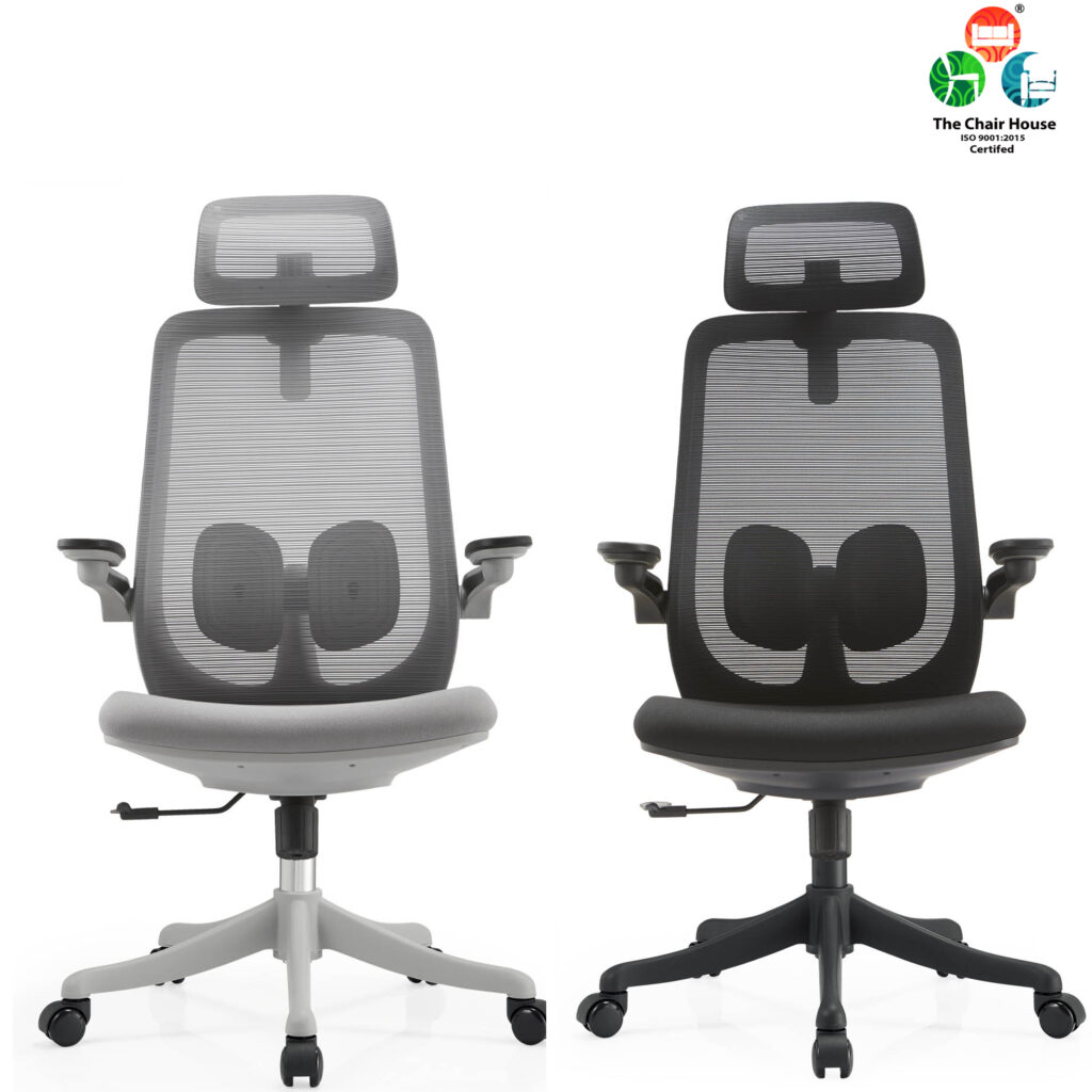 Cooper High Back Ergonomic Chair – Nylon Backrest with Lumbar Support, Flip-Up Armrests Grey3.TIFwww