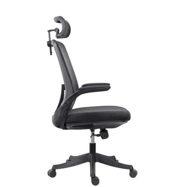 Florra High Back Ergonomic Chair – Mesh Seat, Adjustable Headrest, Flip-Up Armrests Black Front.jpeg