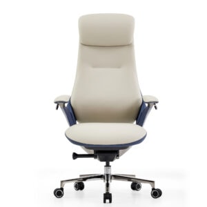 Aerion high-back genuine leather executive chair in beige tan
