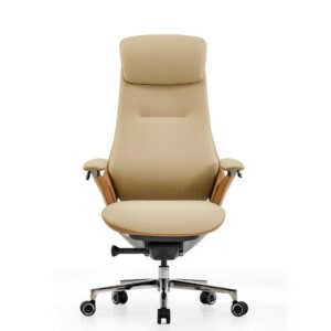 Aerion high back leather executive chair in beige tan