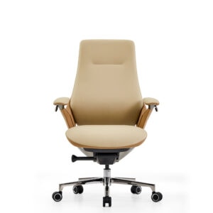 Aerion medium back leather executive chair in beige tan