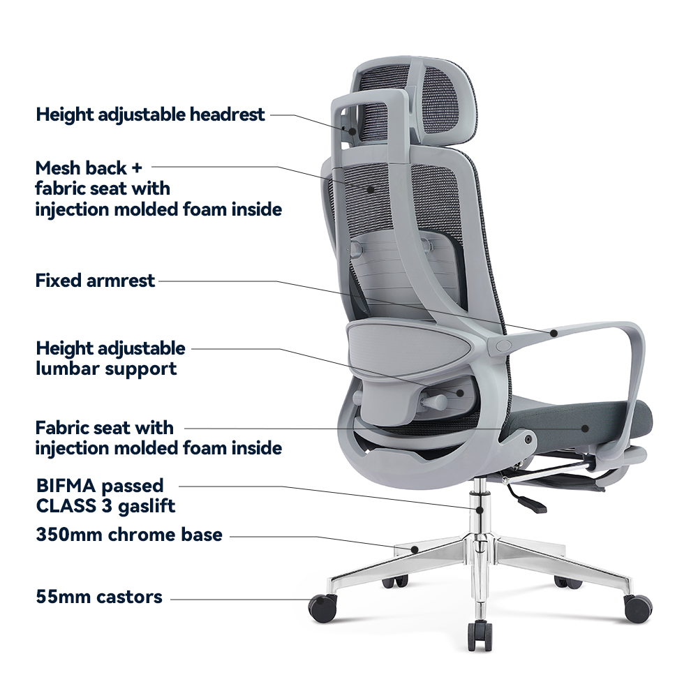 ErgoRest Mesh Recliner Office Chair with Footrest 1