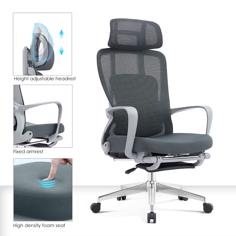 ErgoRest Mesh Recliner Office Chair with Footrest, Adjustable Headrest & Lumbar Support,