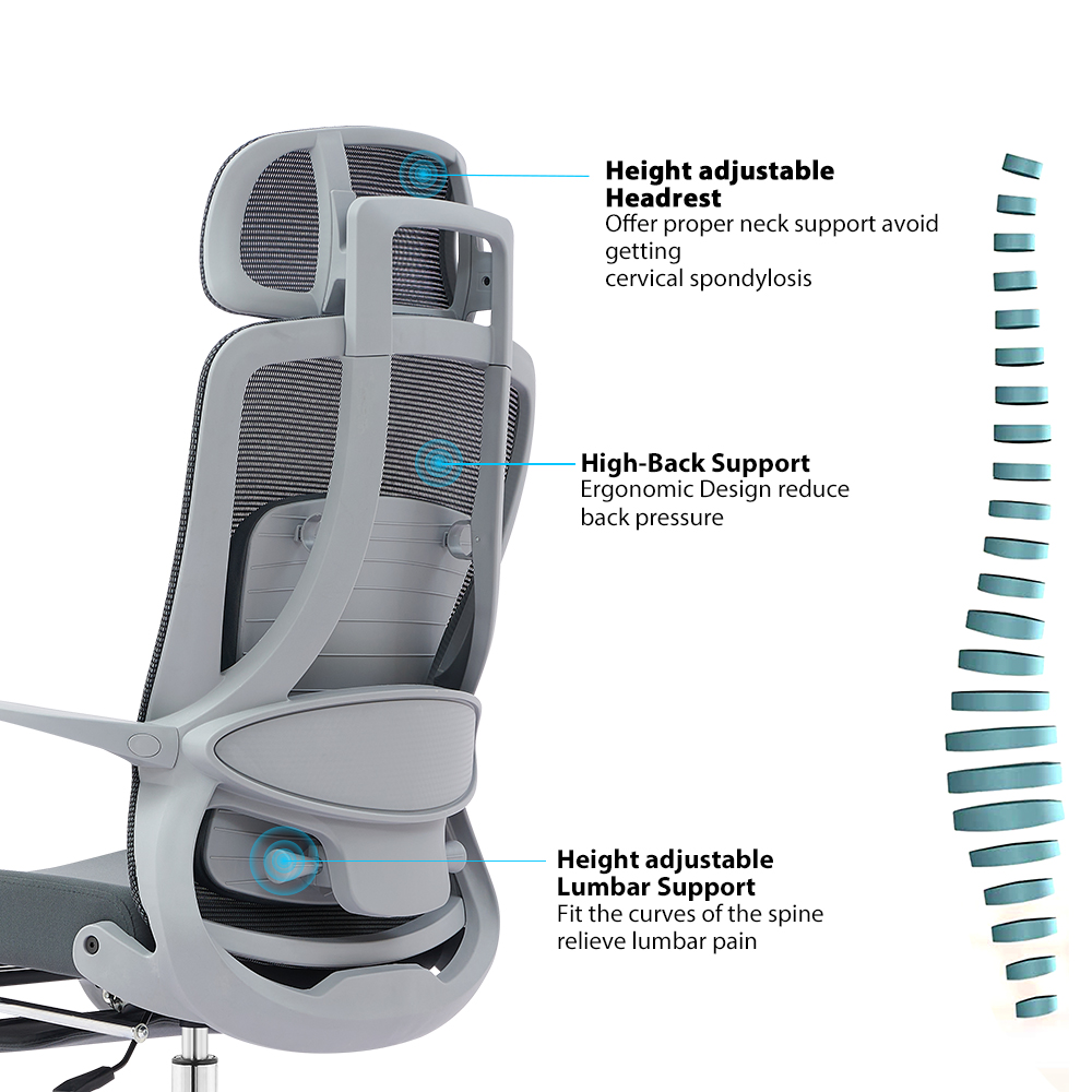 ErgoRest Mesh Recliner Office Chair with Footrest3
