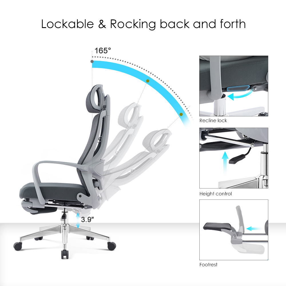 ErgoRest Mesh Recliner Office Chair with Footrest4