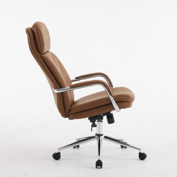 Monza High-Back Executive Chair Bent Plywood Back, 3-Layer Cushion, Chrome Armrest & Multi-Locking Tilt Mechanism (3-Year Warranty) BROWN