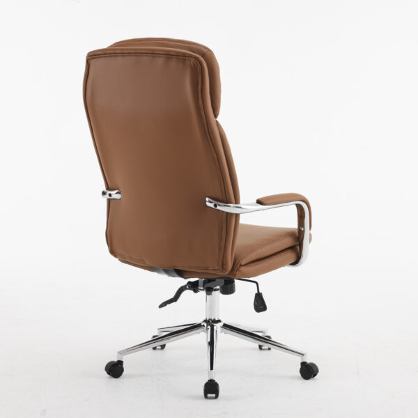 Monza High-Back Executive Chair Bent Plywood Back, 3-Layer Cushion, Chrome Armrest & Multi-Locking Tilt Mechanism (3-Year Warranty) BROWN