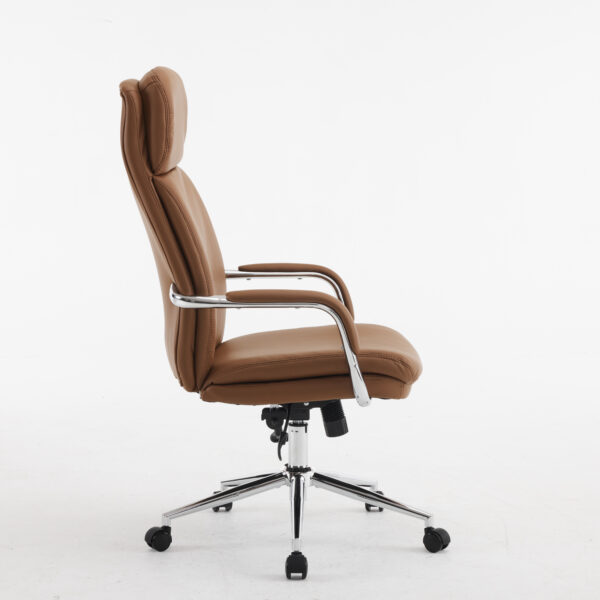 Monza High-Back Executive Chair Bent Plywood Back, 3-Layer Cushion, Chrome Armrest & Multi-Locking Tilt Mechanism (3-Year Warranty) BROWN