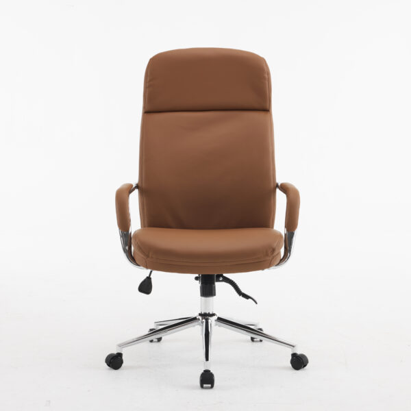 Monza High-Back Executive Chair Bent Plywood Back, 3-Layer Cushion, Chrome Armrest & Multi-Locking Tilt Mechanism (3-Year Warranty) BROWN