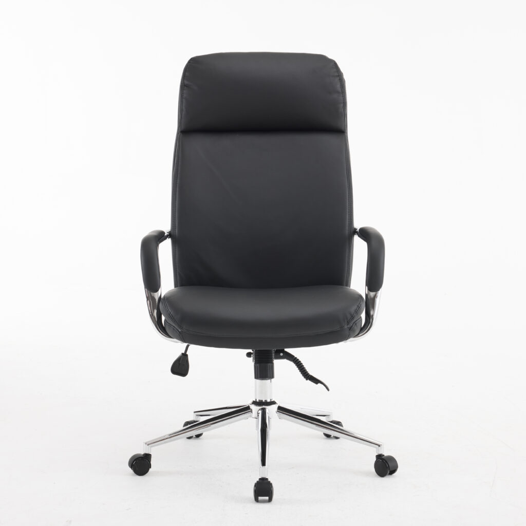 Monza High-Back Executive Chair in Black Bent Plywood Back, 3-Layer Cushion, Chrome Armrest & Multi-Locking Tilt Mechanism (3-Year Warranty)2