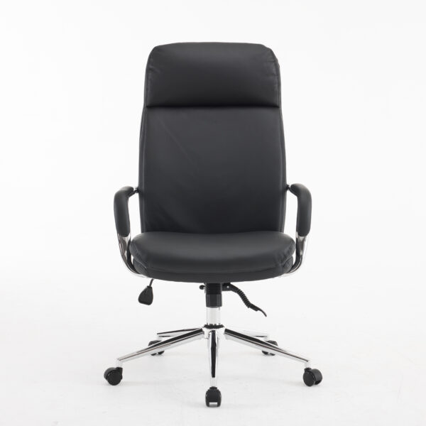 Monza High-Back Executive Chair in Black Bent Plywood Back, 3-Layer Cushion, Chrome Armrest & Multi-Locking Tilt Mechanism (3-Year Warranty)2