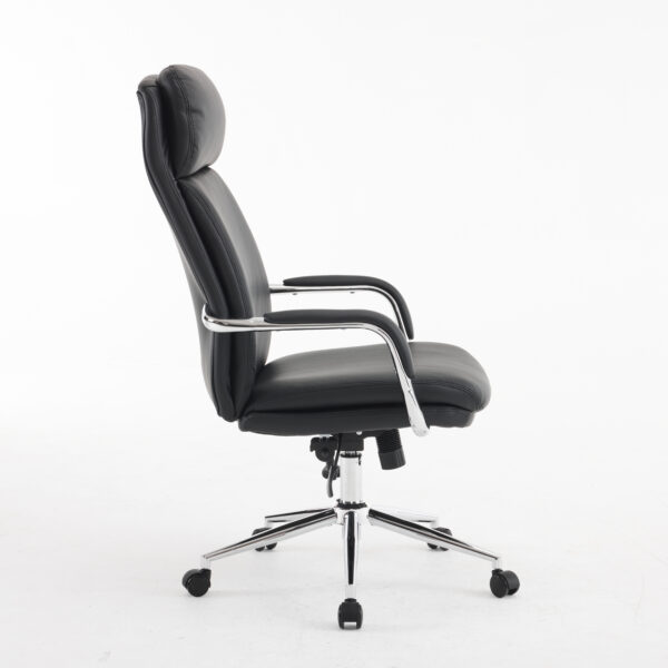 Monza High-Back Executive Chair in Black Bent Plywood Back, 3-Layer Cushion, Chrome Armrest & Multi-Locking Tilt Mechanism (3-Year Warranty)2