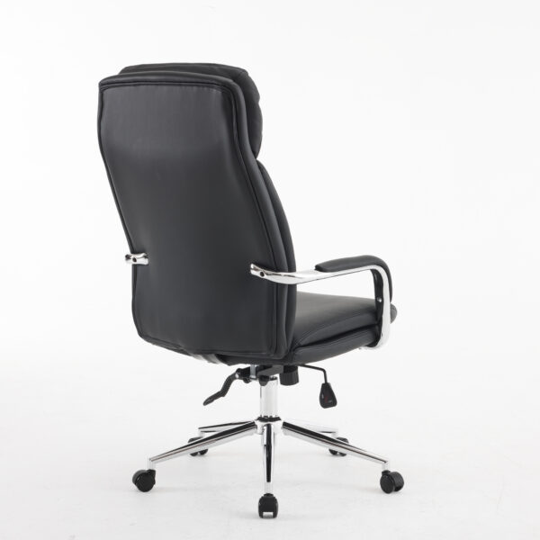 Monza High-Back Executive Chair in Black Bent Plywood Back, 3-Layer Cushion, Chrome Armrest & Multi-Locking Tilt Mechanism (3-Year Warranty)2