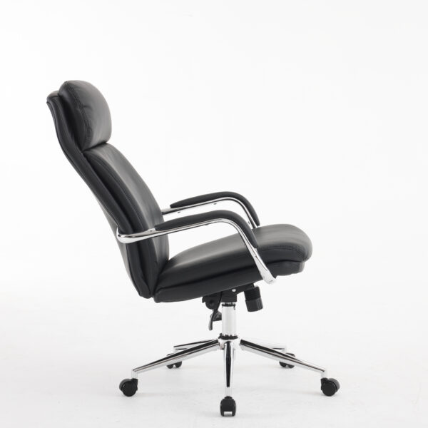 Monza High-Back Executive Chair in Black Bent Plywood Back, 3-Layer Cushion, Chrome Armrest & Multi-Locking Tilt Mechanism (3-Year Warranty)2