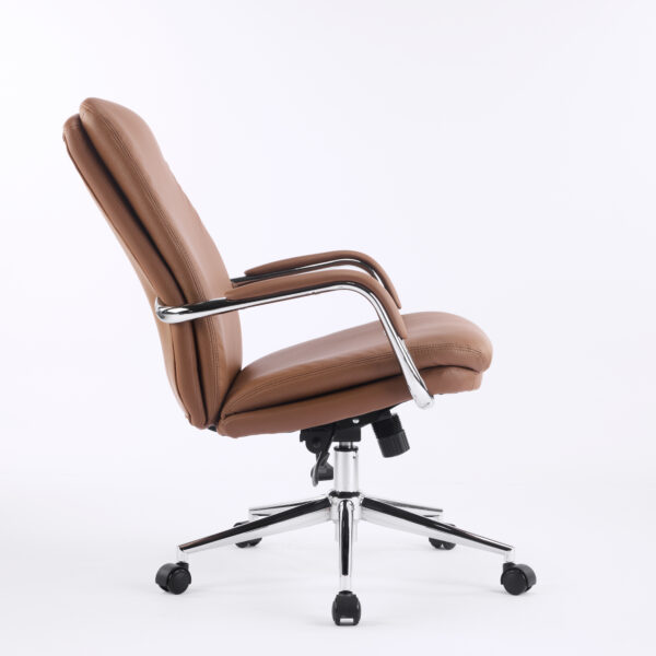 Monza High-Back Executive Chair Bent Plywood Back, 3-Layer Cushion, Chrome Armrest & Multi-Locking Tilt Mechanism (3-Year Warranty) BROWN