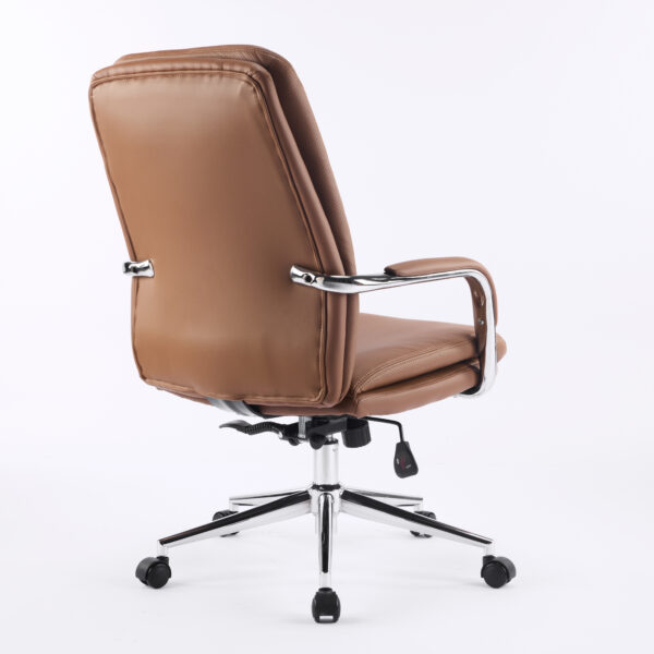 Monza High-Back Executive Chair Bent Plywood Back, 3-Layer Cushion, Chrome Armrest & Multi-Locking Tilt Mechanism (3-Year Warranty) BROWN