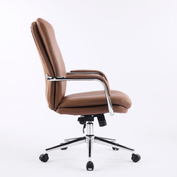 Monza High-Back Executive Chair Bent Plywood Back, 3-Layer Cushion, Chrome Armrest & Multi-Locking Tilt Mechanism (3-Year Warranty) BROWN