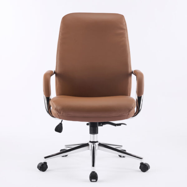 Monza High-Back Executive Chair Bent Plywood Back, 3-Layer Cushion, Chrome Armrest & Multi-Locking Tilt Mechanism (3-Year Warranty) BROWN