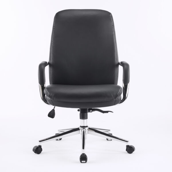 Monza Medium -Back Executive Chair in Black Bent Plywood Back, 3-Layer Cushion, Chrome Armrest & Multi-Locking Tilt Mechanism (3-Year Warranty)1