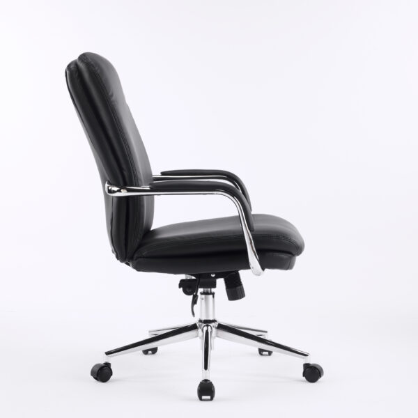 Monza Medium -Back Executive Chair in Black Bent Plywood Back, 3-Layer Cushion, Chrome Armrest & Multi-Locking Tilt Mechanism (3-Year Warranty)1