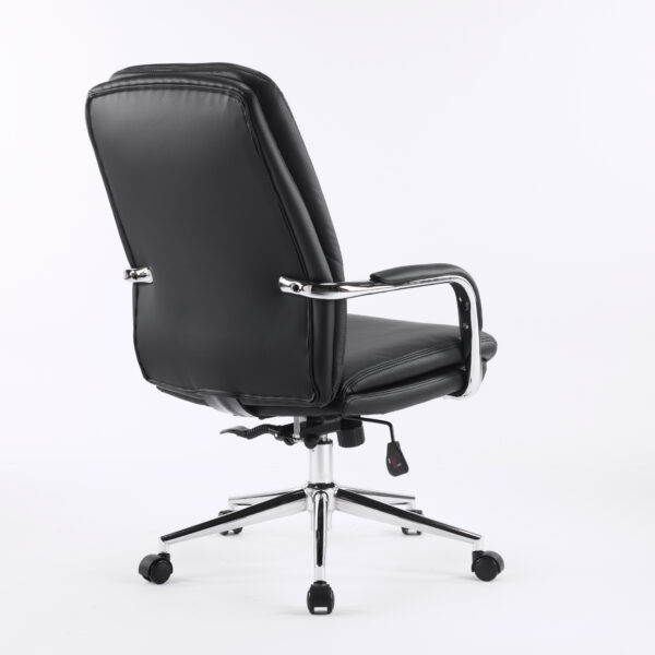 Monza Medium -Back Executive Chair in Black Bent Plywood Back, 3-Layer Cushion, Chrome Armrest & Multi-Locking Tilt Mechanism (3-Year Warranty)1