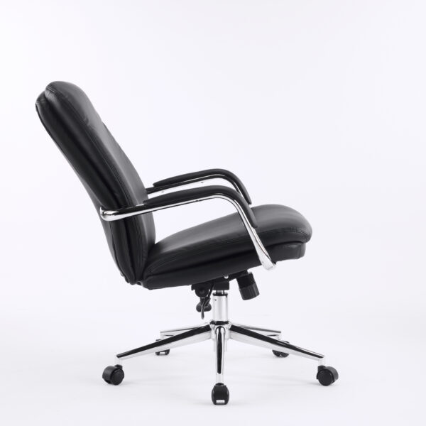 Monza Medium -Back Executive Chair in Black Bent Plywood Back, 3-Layer Cushion, Chrome Armrest & Multi-Locking Tilt Mechanism (3-Year Warranty)1