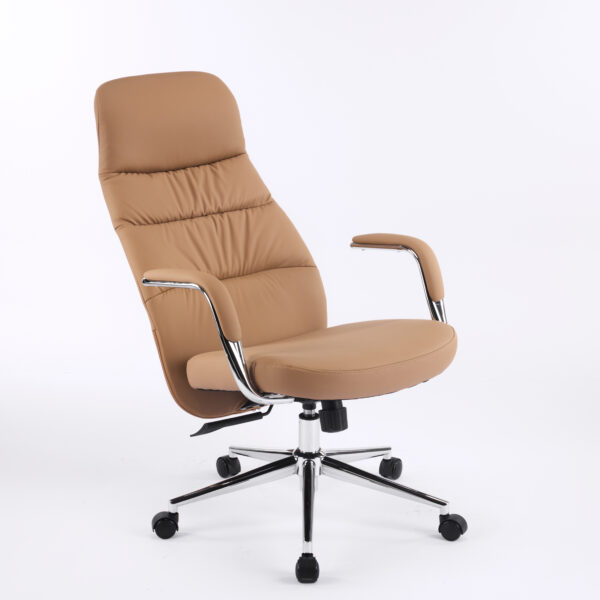 Regno High-Back Executive Chair with Bent Plywood Back, 3-Layer Cushion & Synchro Multi-Locking Mechanism 3 yers warranty (Colour Tan)