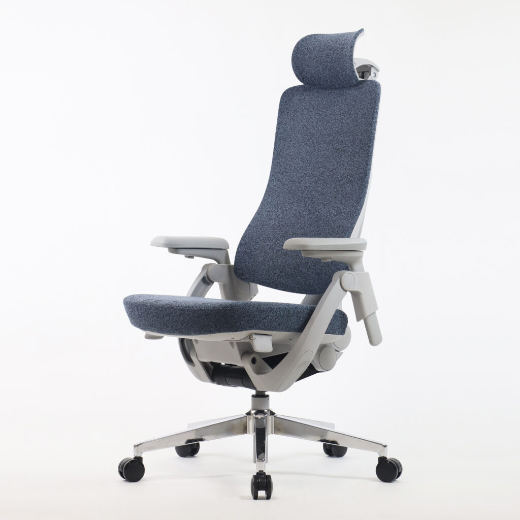 PostureMax SmartFit Ergonomic Office Chair with Headrest & 3D Armrests, with Gravity Back System & Synchro Mechanism (BLUE CUSHION )1