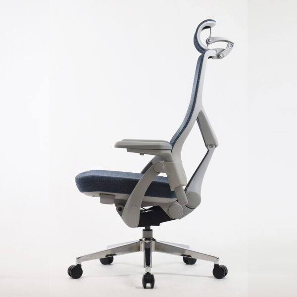 PostureMax SmartFit Ergonomic Office Chair with Headrest & 3D Armrests, with Gravity Back System & Synchro Mechanism (BLUE CUSHION )6