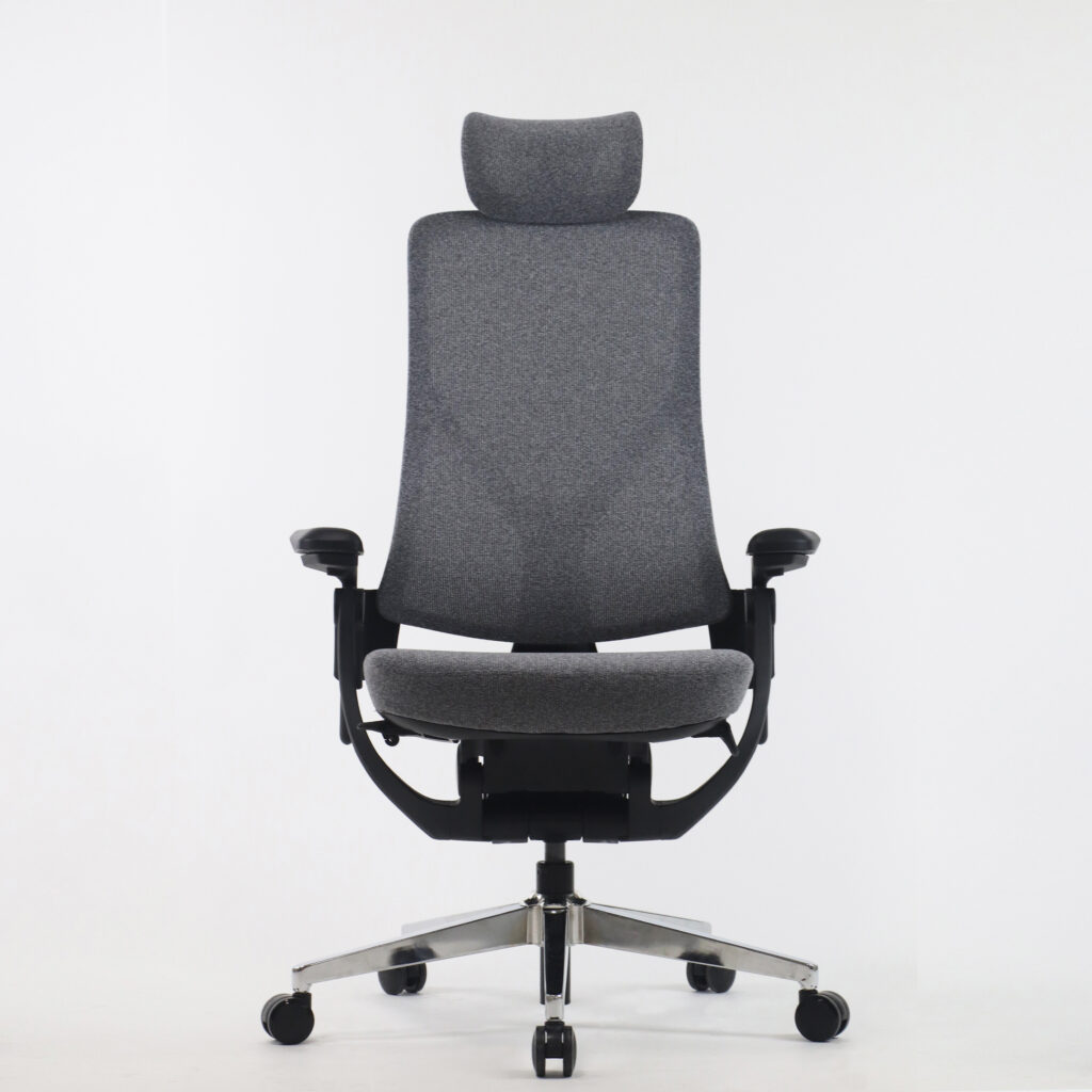 PostureMax SmartFit High Back Ergonomic Office Chair with Headrest & 3D Armrests, with Gravity Back System & Synchro Mechanism (GREY CUSHION )