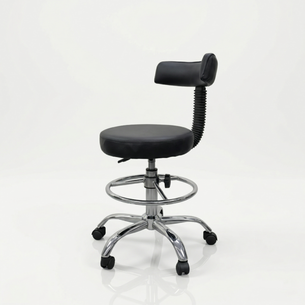 LabMaster ergonomic revolving laboratory stool with contoured back support and chrome base