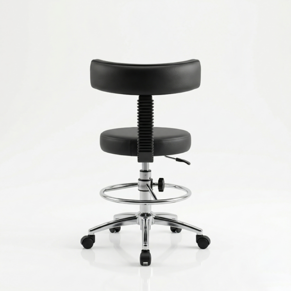 LabMasterPro Back Support Revolving Laboratory Stool | Height Adjustable | Chrome Base with Footrest | Custom Size & Colour | 3 Years Warranty 8 Multiple LabMaster stools shown in custom medical-grade upholstery colors like blue, black, and grey.