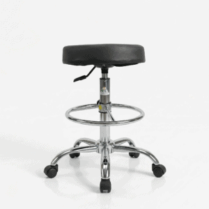 Reinforced chrome circular footrest and 5-star base of a professional lab stool