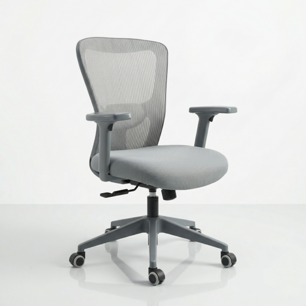 Side profile of the Jazz MB computer desk chair highlighting the adjustable lumbar support pad and multi-synchro tilt mechanism.
