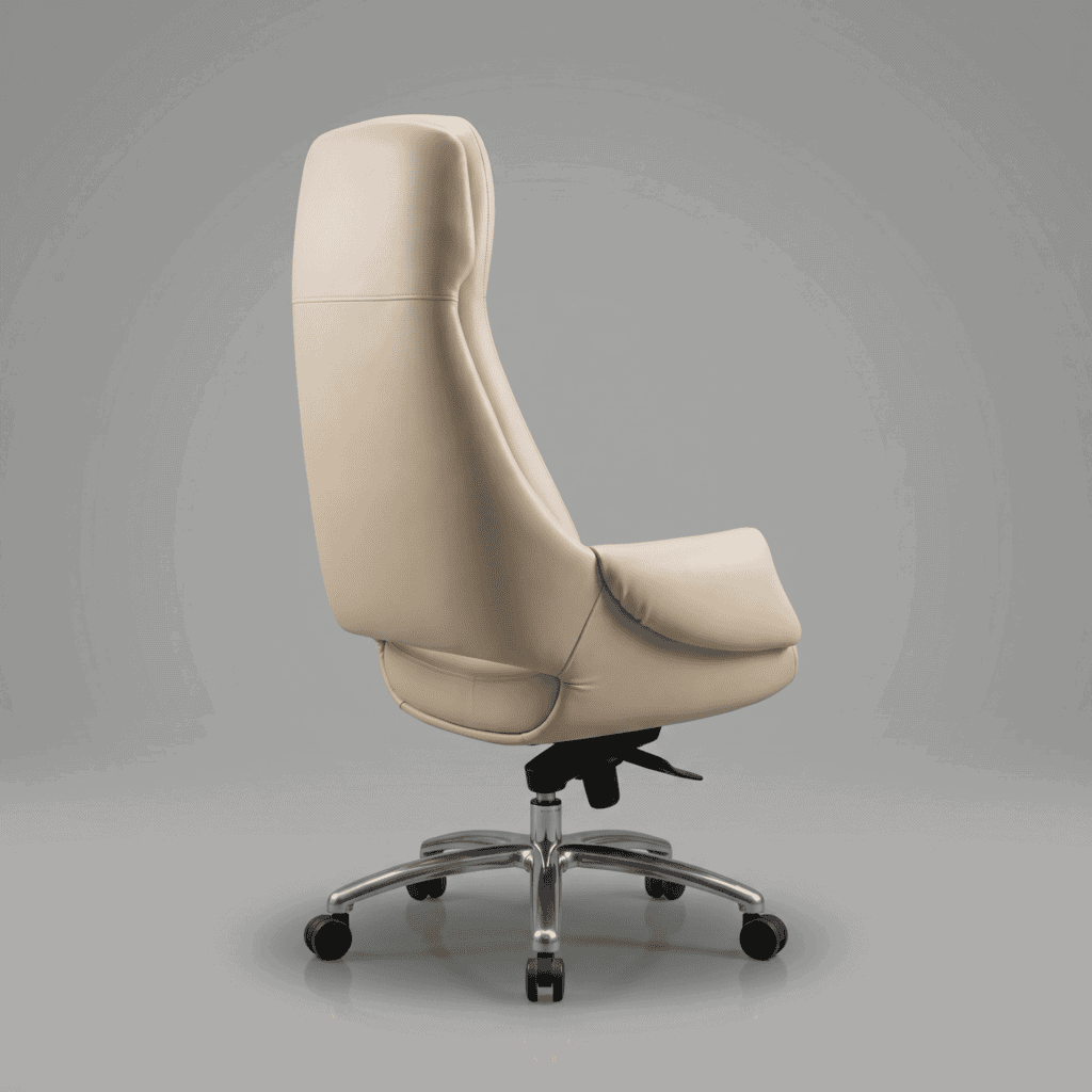 Close up of premium beige synthetic leather texture on office chair