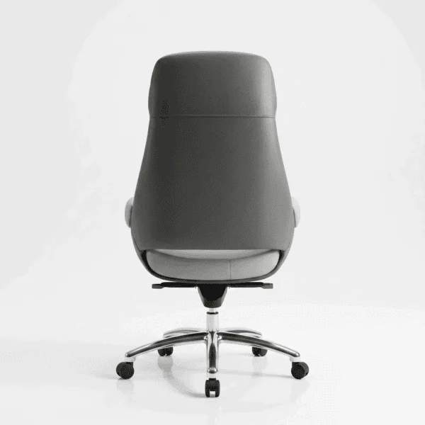 Velmora Elite Executive Office Chair – High-Density Foam, Multi-Position Lock & Premium Synthetic Leather – Dual-Tone Light & Dark Grey (5-Year Warranty) 8 Heavy-duty polished aluminum chair base with 60mm silent-glide caster wheels and Class 4 hydraulic gas lift.