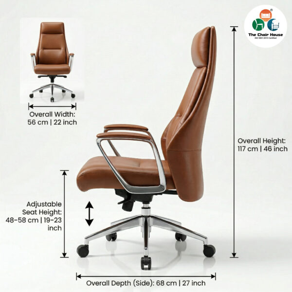 Veritas Executive High Back Office Chair – Premium Ergonomic Leather Finish | Custom Colours Available | 5-Year Warranty 10 Veritas Executive Chair available in Custom Colour Options including Black, Tan, and Slate.